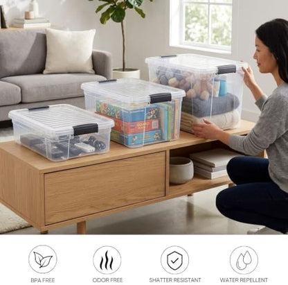 Superio 13.7 Quart Clear Plastic Storage Bin with Lid, Stackable Organizer Box, BPA-Free Storage Container for Home, Garage, School & Office, 1 Pack