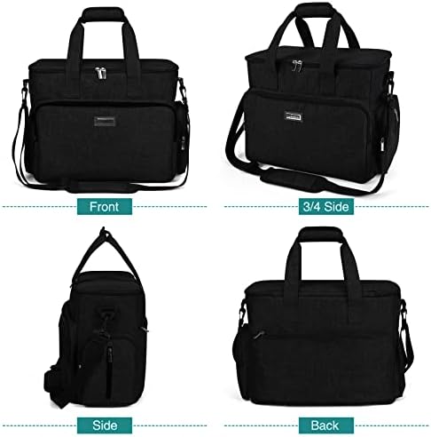 BAGLHER Dog Travel Bag, Airline Approved Pet Tote Organizer with Multi-Function Pockets, 2 X Food Storage Containers and 2 X Collapsible Bowls, Perfect Weekend Pet Travel Set for Dog, Cat Black