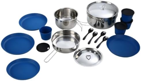 22-Piece Non-Stick Camping Mess Kit With Storage Mesh Bag, Lightweight Portable Outdoor Cookware Dinner Set For 4 Persons, Suitable For Hiking Picnic RV Travel