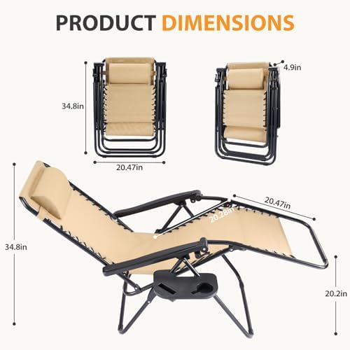 NEWBULIG Zero Gravity Chairs Set of 4, Folding Lounge Recliner Chair