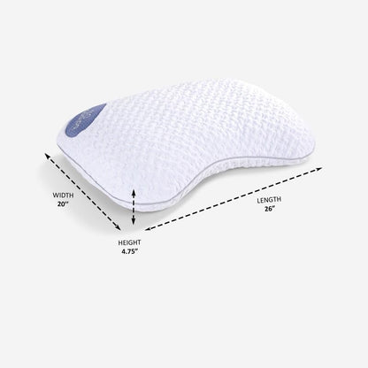 Bedgear Balance Cuddle Curve Performance Pillow - Size 0.0 - Moisture-Wicking Pillow for Side Sleepers - Medium Firmness Bed Pillow- Hypoallergenic, Washable Removable Cover - 20" W x 26" L x 4.75" H