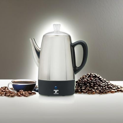 Moss & Stone 10 Cup Electric Percolator Coffee Pot, Stainless Steel