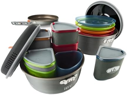 GSI Outdoors Pinnacle Ceramic Camper Cookset, 4 Person, Non-Stick