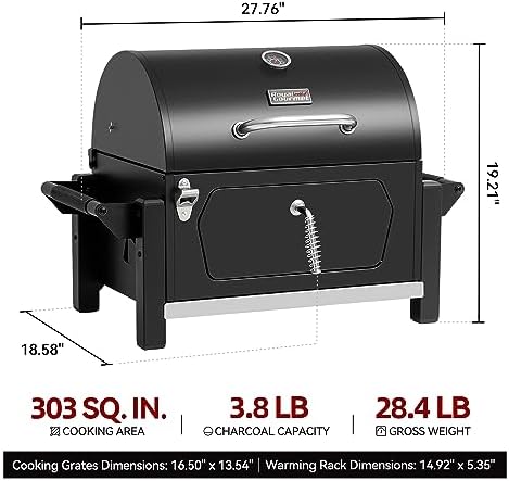 Royal Gourmet CD1519 Portable Charcoal Grill with Warming Rack, 303 Sq. In.