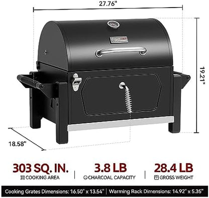 Royal Gourmet CD1519 Portable Charcoal Grill with Warming Rack, 303 Sq. In.