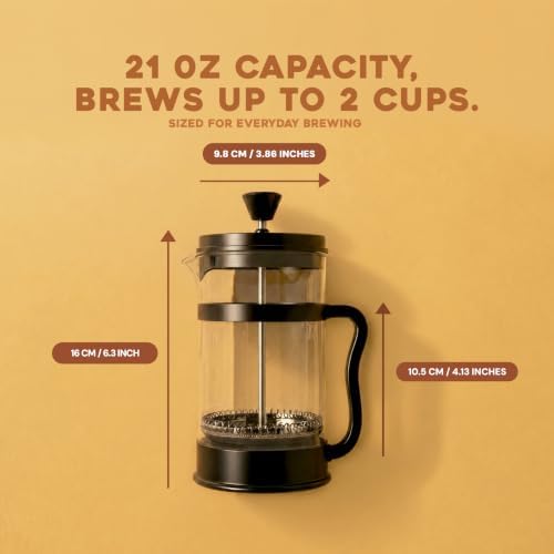 Utopia Kitchen Borosilicate Glass French Press Coffee Maker 21 Oz, Black