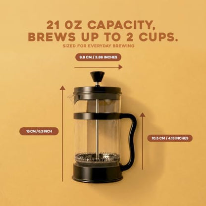 Utopia Kitchen Borosilicate Glass French Press Coffee Maker 21 Oz, Black