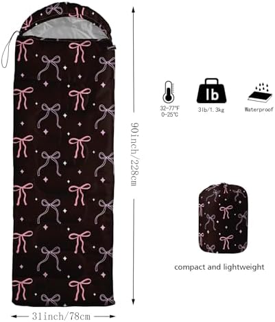 QOOMO Camping Sleeping Bags,3 Season Warm & Cool Weather,Lightweight,Waterproof Sleeping Bags for Adults & Kids,Traveling,and Outdoors,Camping Gear Equipment