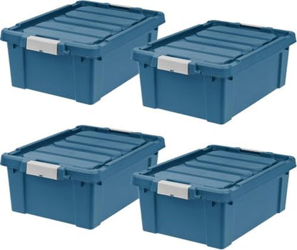 IRIS USA 4-Pack 12 Gal Heavy Duty Lockable Storage Totes with lids, Navy