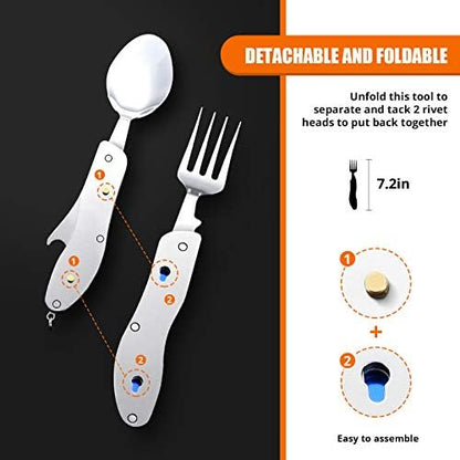 Hikenture Camping Utensils,4-in-1 Fork Spoon Knife Set(Blue 2pack)