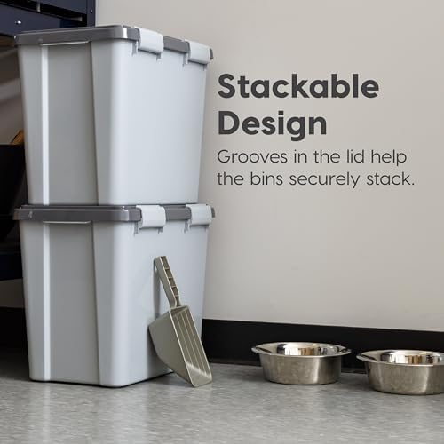 IRIS USA Dog Food Storage Container, Up to 30 lbs, Gray/Dark Gray