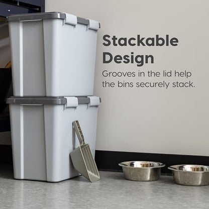 IRIS USA Dog Food Storage Container, Up to 30 lbs, Gray/Dark Gray