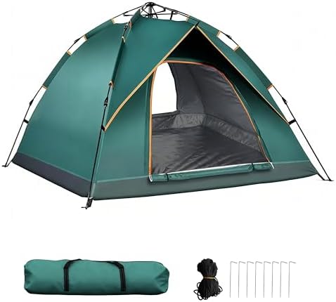 Quick Set Up Waterproof 4-Person Camping Tent with Bug Netting - Instant Pop-Up Tent for Family Camping & Hiking | All-Weather 4-Season Outdoor Shelter
