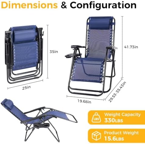 NEWBULIG Zero Gravity Chairs Set of 4, Folding Lounge Recliner Chair