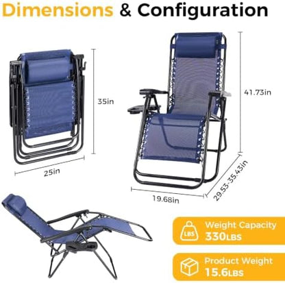 NEWBULIG Zero Gravity Chairs Set of 4, Folding Lounge Recliner Chair