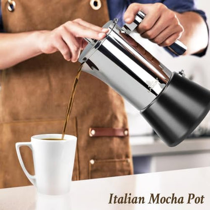 LAOION Stovetop Espresso Maker, 12Cup 17.5 oz Moka Pot, Stainless Steel
