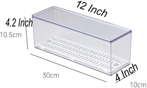 Large Transparent Flatware Tray Kitchen Drawer Organizer With Lid and Drainer - Plastic Kitchen Cutlery Tray and Utensil Storage Container with Cover - Dust-proof Dinnerware Holder