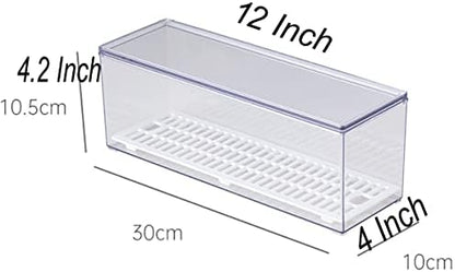 Large Transparent Flatware Tray Kitchen Drawer Organizer With Lid and Drainer - Plastic Kitchen Cutlery Tray and Utensil Storage Container with Cover - Dust-proof Dinnerware Holder