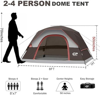 CAMPROS CP Tents for Camping 2/4/6 Person, Waterproof Windproof Dome Tent