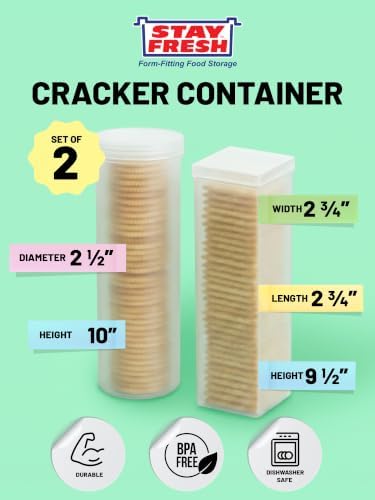 Stay Fresh Cracker Container Set of 2 - Round & Square