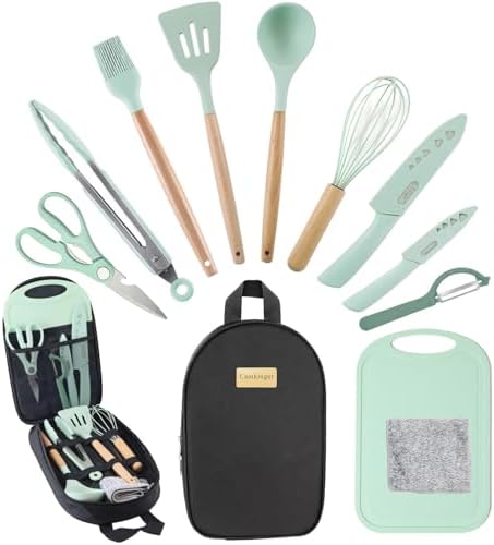 Camping Cooking Utensils Set, Silicone Cookware for Travel BBQ