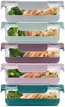 Ello Duraglass Refresh 3.4 Cup Meal Prep Containers, 10 Pc, Garden Goals