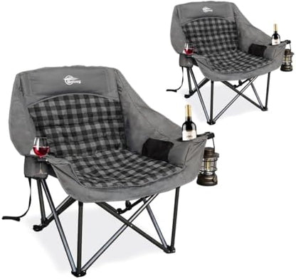 2 Pack Oversized Camping Chairs for Adults Heavy Duty