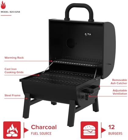 Nexgrill Tabletop 17.5" Charcoal Grill, Portable with Adjustable Air Vent