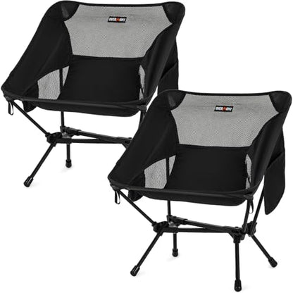 Overmont Ultralight Portable Camping Chair- Lightweight Folding Backpacking Chair, Support up to 330Lbs Compact Beach Chair for Adults with Carry Bag for Backpack Hiking Fishing Outdoor Camp 2pcs