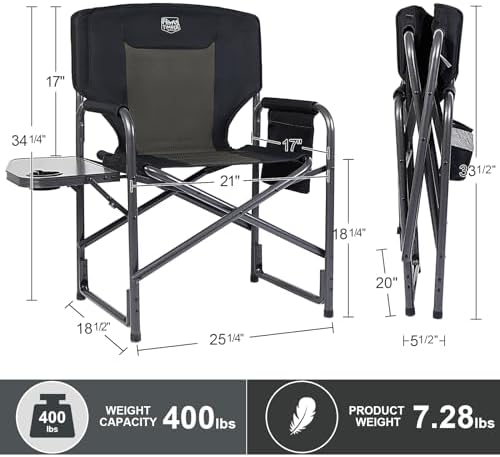 TIMBER RIDGE Aluminum Oversized Camping Chair, Support 400lbs