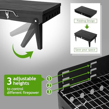 Outvita Portable Charcoal Grill, Foldable BBQ, Outdoor Smokers