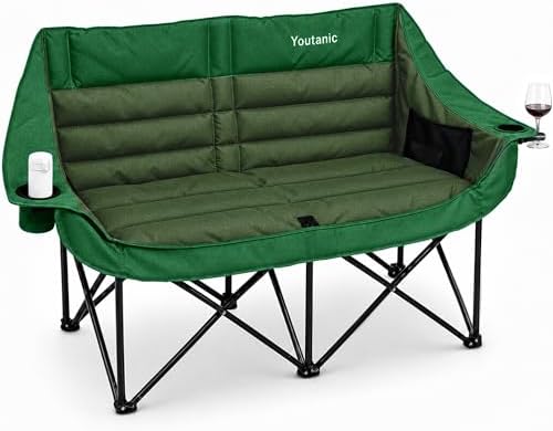 Youtanic Oversized Double Camping Chair, Folding Loveseat Camping Couch