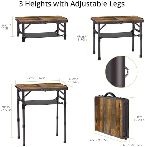 Anbte 2ft Camping Folding Table, 24" X 16" Aluminum Small Portable Table