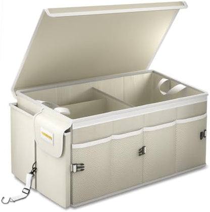 MIKKUPPA Trunk Organizer with Lid - 65L Collapsible Car Organizer, White