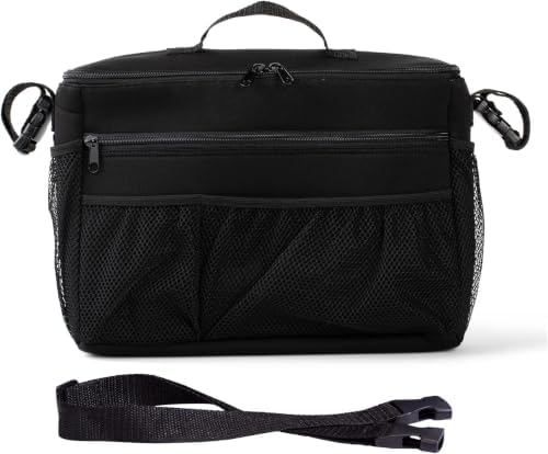 J.L. Childress Cool 'N Cargo Stroller and Wagon Cooler and Organizer - Universal Fit - Insulated - Attaches to Strollers, Wagons, Walkers and Wheelchairs - Large Capacity - Black