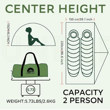 1/2 Person 4 Season Backpacking Tent, Lightweight Waterproof Winter Tent