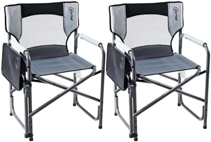 Portal Director Camping Chair with 2-Way Rotating Side Table, 300 lb, Gray