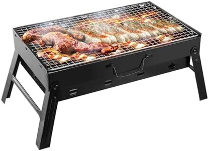 KOCASO Portable Charcoal Grill Foldable - Lightweight BBQ Smoker Grill for Camping, Tailgating, Picnics & Outdoor Grilling, Compact Design with Removable Ash Catcher