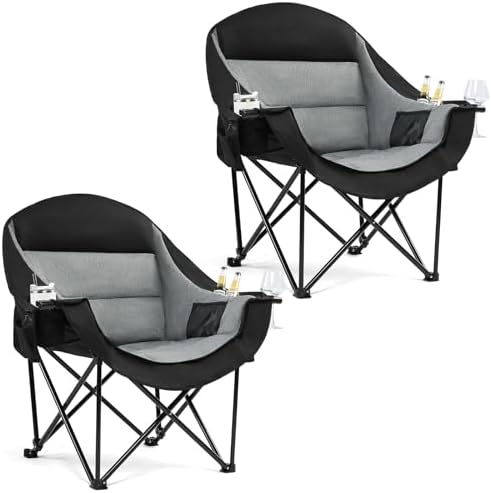 Oversized Camping Chair for Adults 2 Pack - Heavy Duty Outdoor Padded Chair