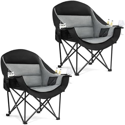 Oversized Camping Chair for Adults 2 Pack - Heavy Duty Outdoor Padded Chair