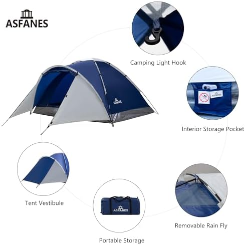 ASFANES Screened Camping Tent, 1-2 Person Waterproof, Haven Tent