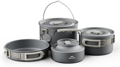 Naturehike Camping Cookware Set Mess Kit for Backpacking Gear, Camp Cooking Set, Camping Pots and Pans Set for Outdoor Backpacking Camping Hiking Picnic