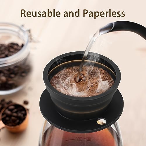 3-Packs Paperless Travel Pour Over Coffee Maker, Collapsible Travel Pour Over Coffee Dripper, Camping Coffee Maker with Reusable Filter