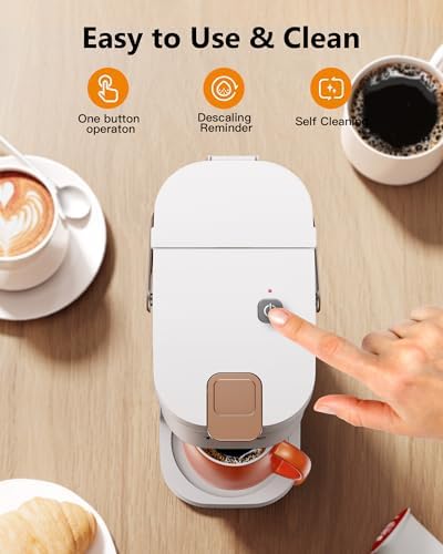 Tastyle Mini Single Serve Coffee Maker for K Cups and Grounds with Handle
