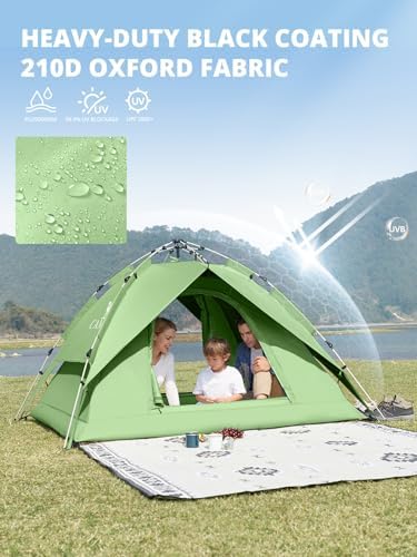 CAMEL CROWN 4/6 Person Instant Cabin Tent, Pop Up Windproof Tents for Camping, 60-Second Setup Family Tent with Carry Bag for Outdoor Hiking
