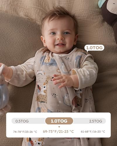 Yoofoss Baby Sleep Sack 0-6 Months Rayon Made from Bamboo 1.0 Tog