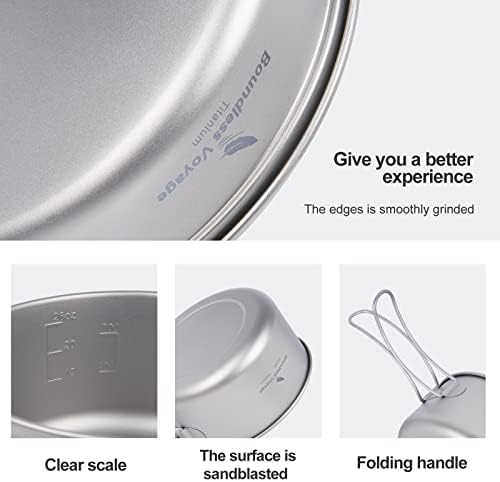 iBasingo Titanium Camping Cookware Ultralight Backpacking Pot Pan Set