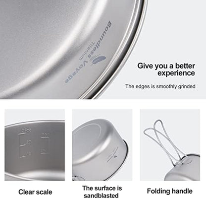iBasingo Titanium Camping Cookware Ultralight Backpacking Pot Pan Set