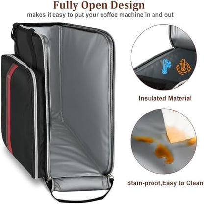 LEFOR·Z Coffee Maker Travel Bag Compatible with Keurig K-Slim/K-Express/K-Iced/Ninja PB051/PB041ST,Single Serve Coffee Brewer Carrying Case with Multiple Pockets for K-Cup Pods(Bag Only)