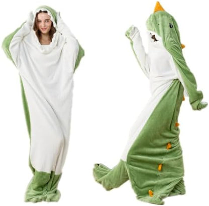 Wearable Dinosaur Blanket Hoodie Animal Sleeping Bags Soft Cozy Dinosaur Gifts(M fit for 4'9"-5'1")